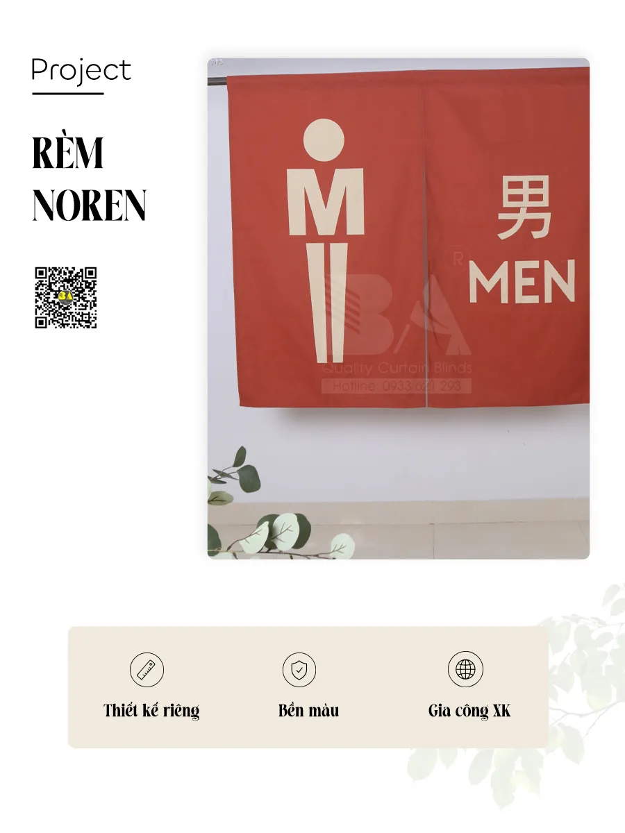 Rèm Noren Che WC Nam Chữ Trung – Anh Cho Nhà Xưởng